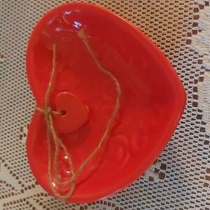 Red Heart Trinket Candy Jewelry Dish 6"x5"x2"